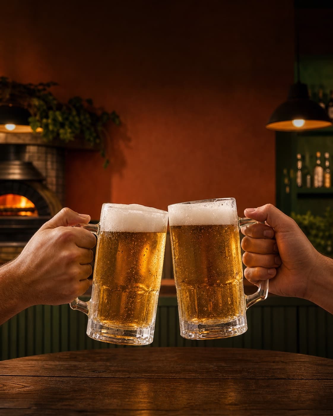 Dos chopps de cerveza brindando